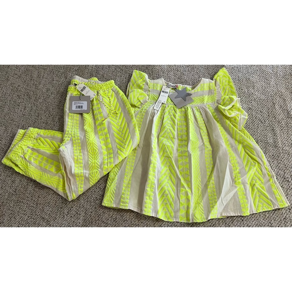 Anthropologie Devotions Twin Petra Embroidered Lime Two Piece Set Size 8/10 NWT - Picture 2 of 16